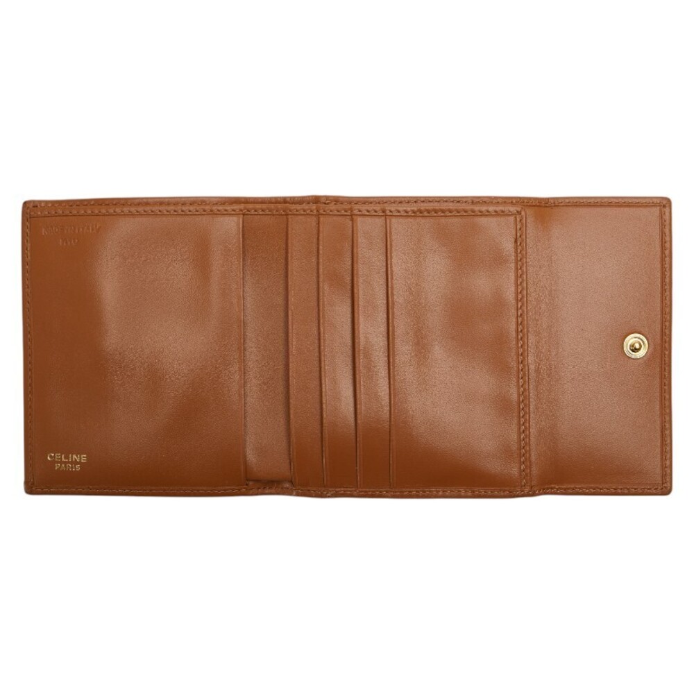 Celine clasp Macadam trifold brown beige leather wallet - Picture 9 of 10